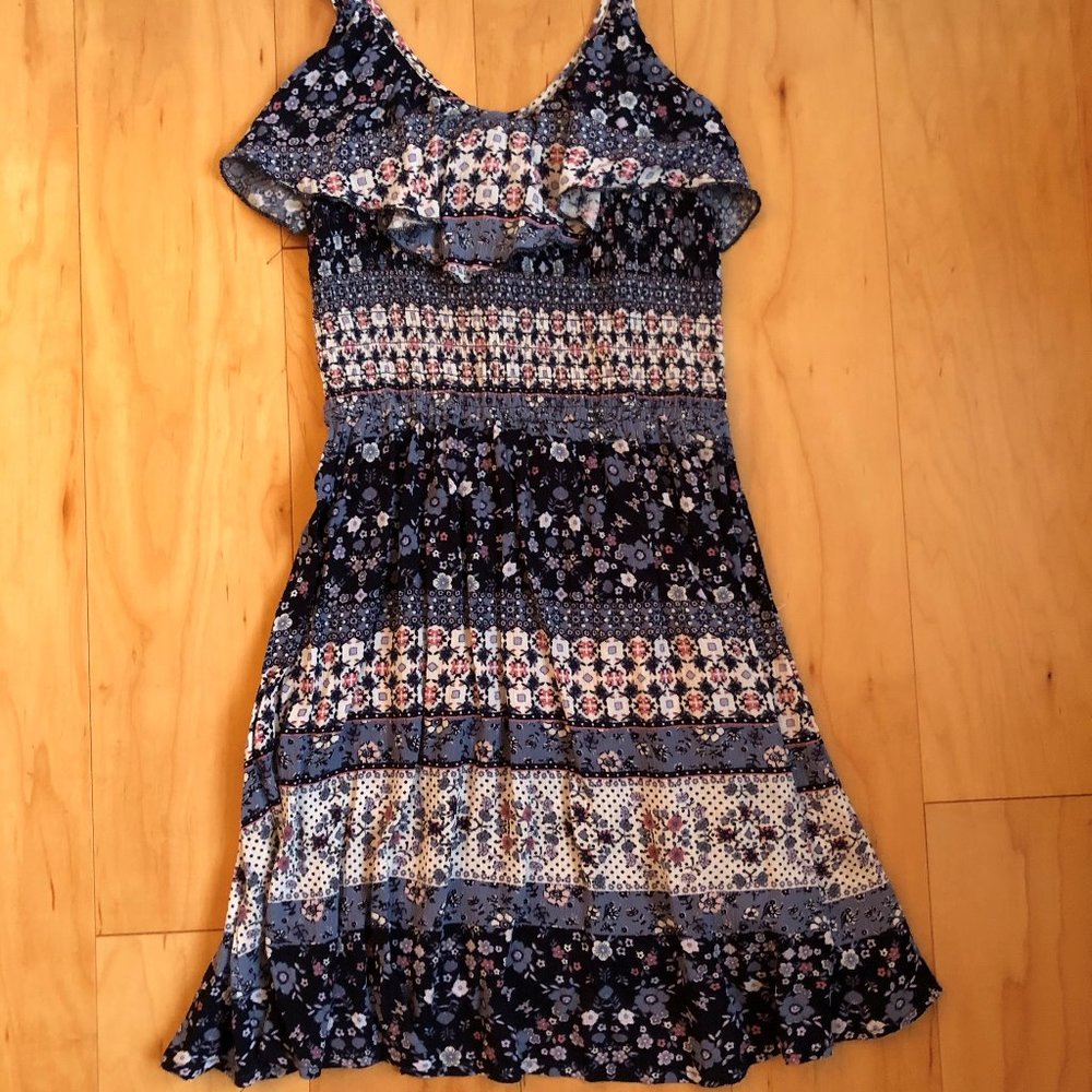 Blue, Pink, & White Pattern Sun Dress